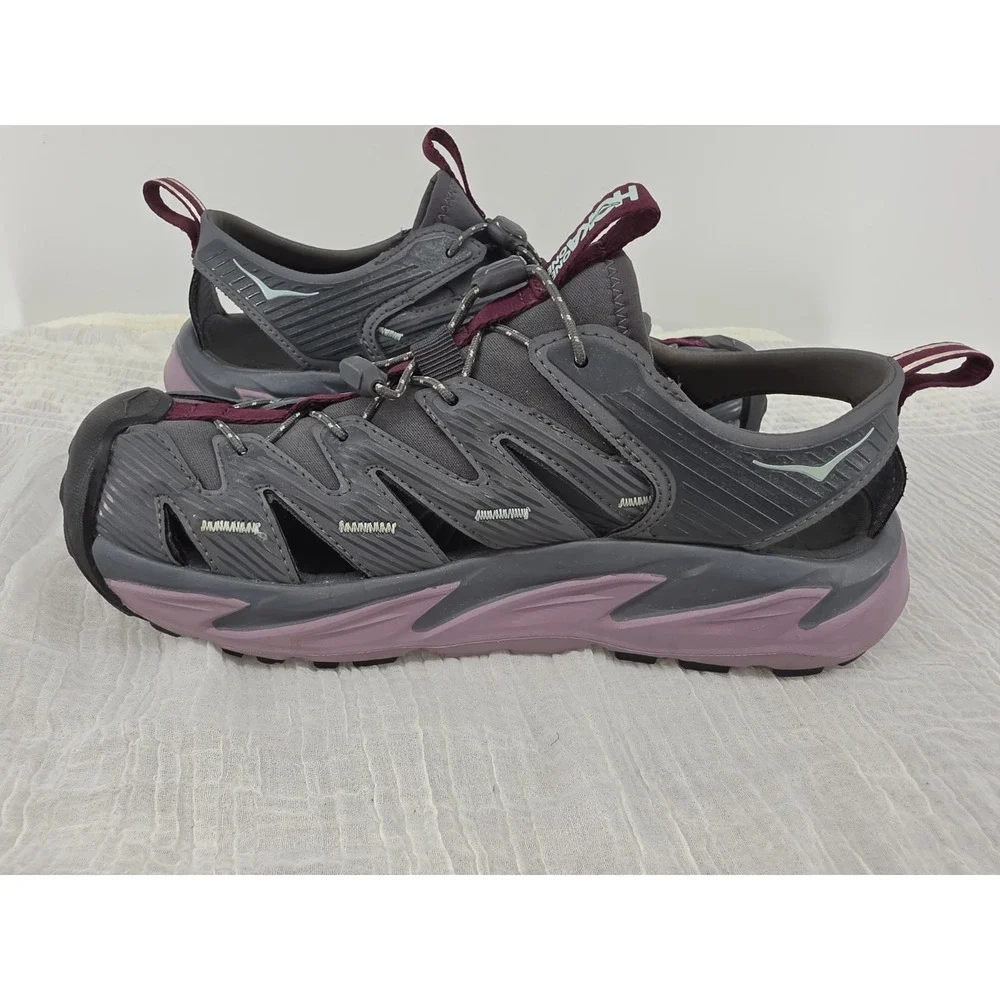 HOKA Hopara Outdoor Mountain Sandals Castlerock Elderberry Gray PurpleWomens 8.5